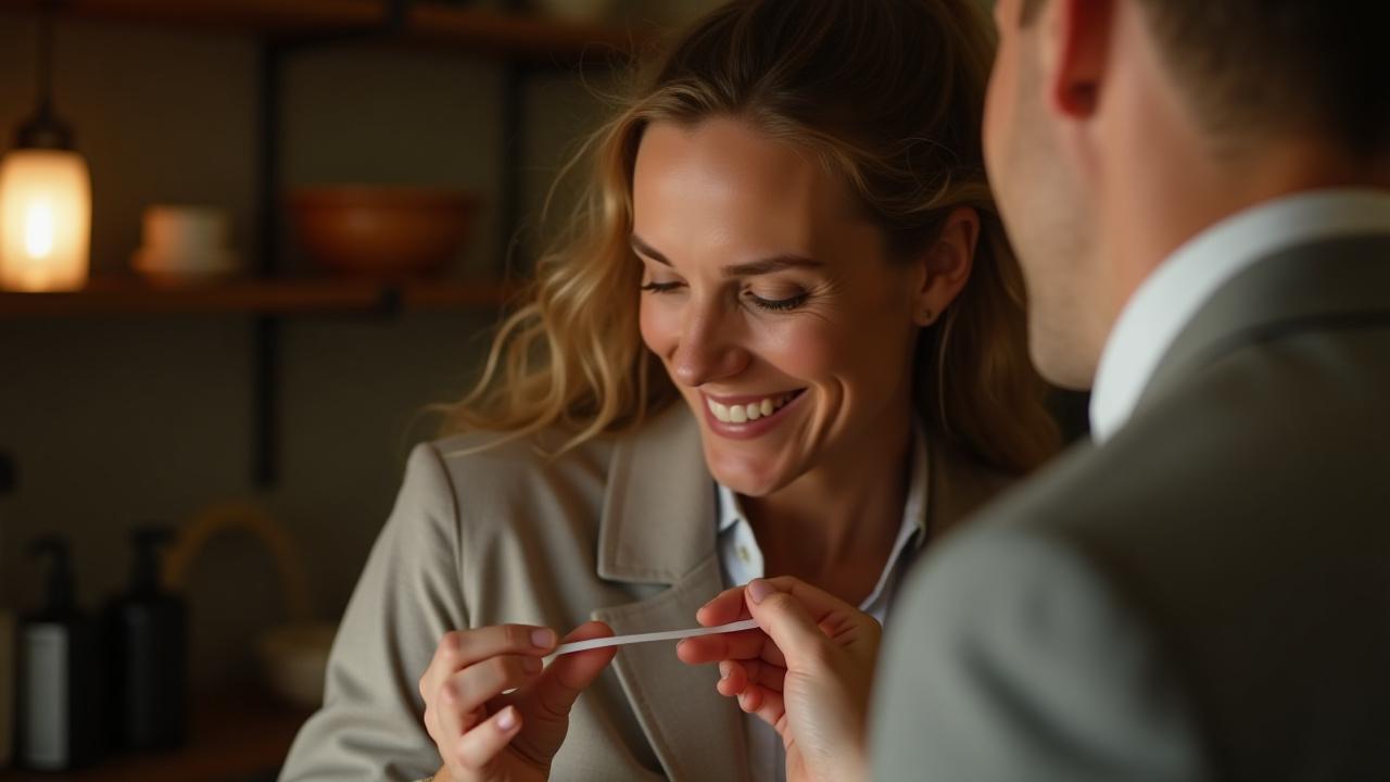 Client happily sniffing scent strips during a custom blending session