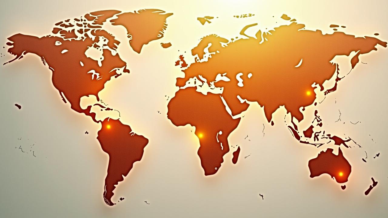 Artistic world map with glowing points representing candle destinations
