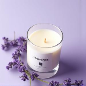 Provence scented candle with lavender illustrations