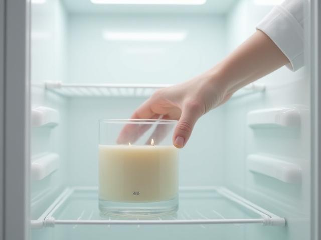 Illustration of freezing a candle vessel to remove wax