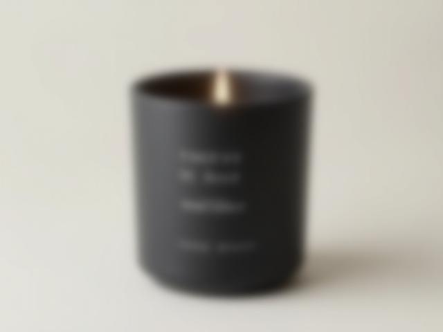 Matte black vessel with a clean burning candle titled 'No. 1 - Santal & Cardamom'